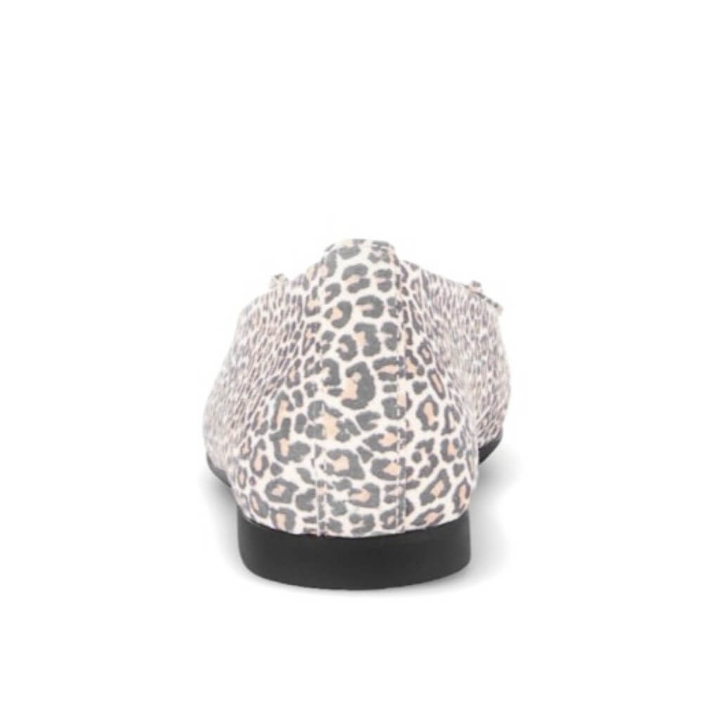 Leopard print flat shoe on a white background