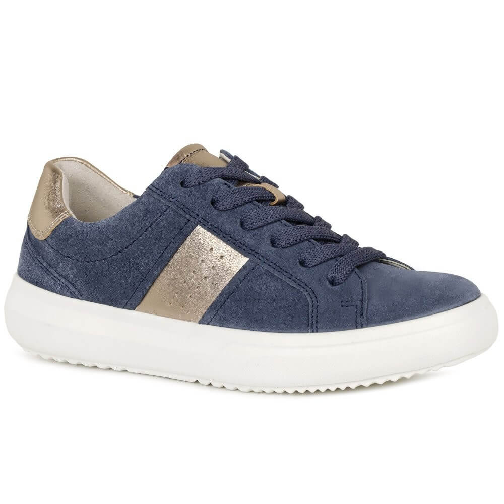 Blue and gold nubuck leather lace-up Gabor