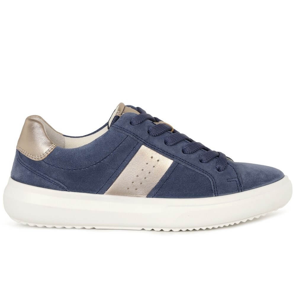 Blue and gold nubuck leather lace-up Gabor