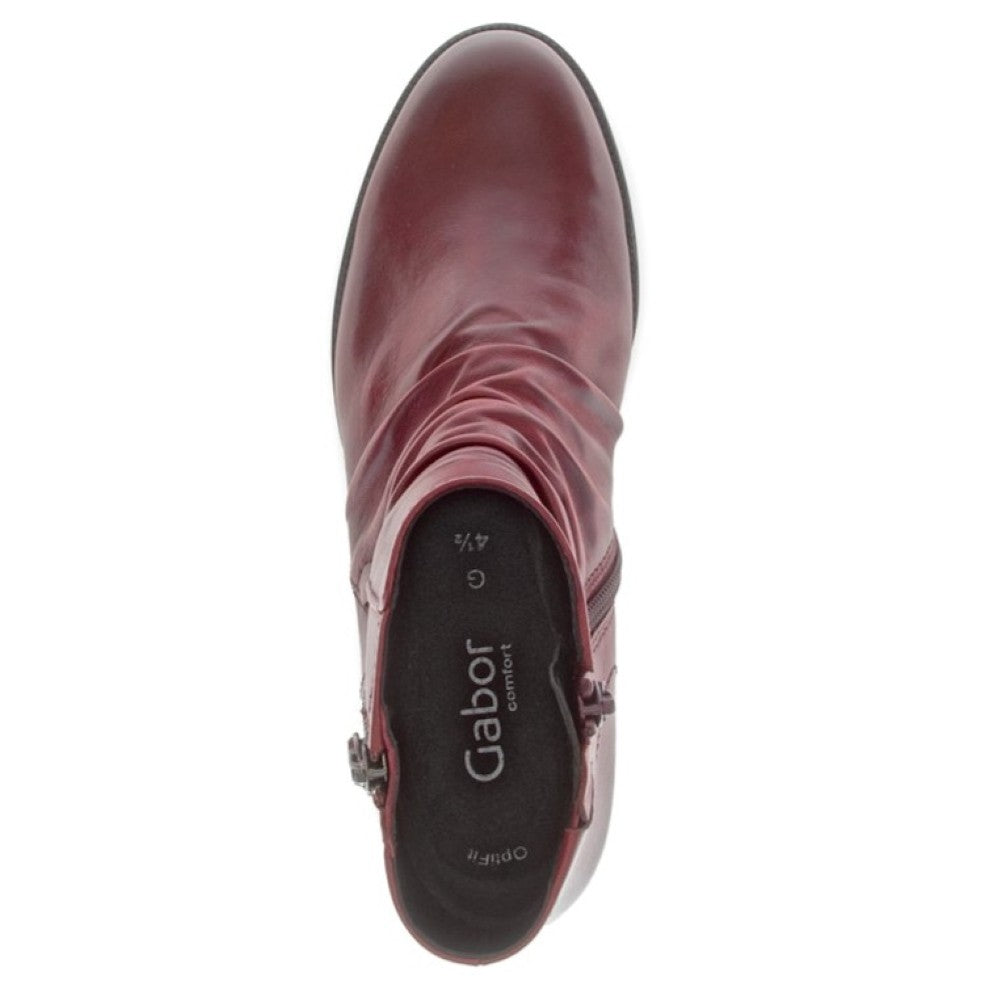 Maroon red ankle boot with a zipper on a white background Gabor Jenna Leather Ankle Boots 72.811 Deep Red