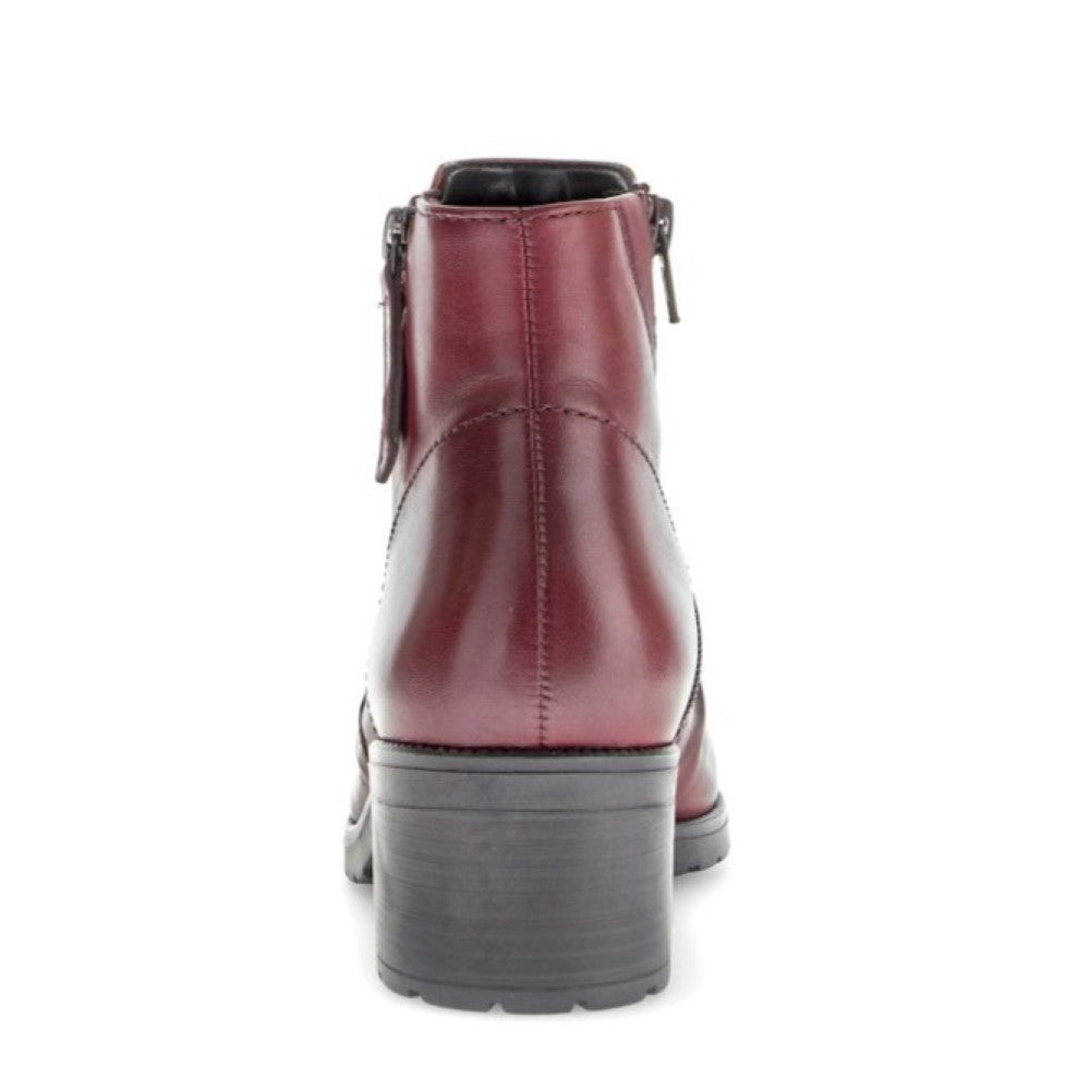 Maroon red ankle boot with a zipper on a white background Gabor Jenna Leather Ankle Boots 72.811 Deep Red
