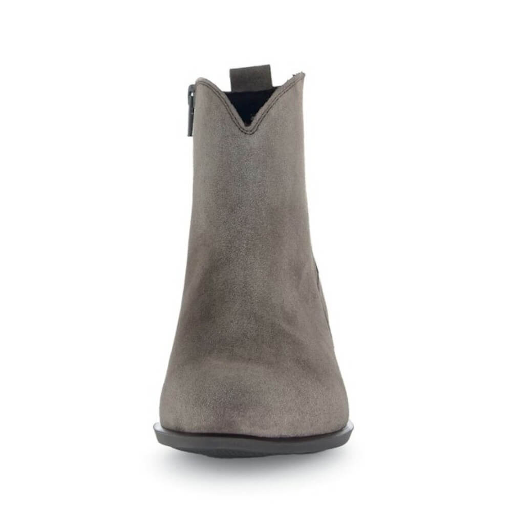 Western Style Gray suede ankle boot on a white background Gabor Kristin 76.682 Taking inspiration from Western designs