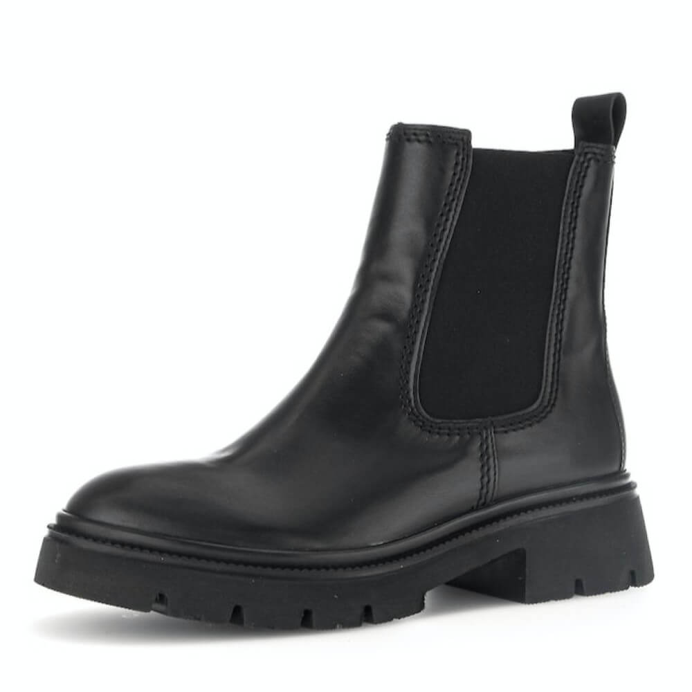 Black leather Chelsea boot on a white background Gabor Marissa Chelsea Boots 71.850.27 Black