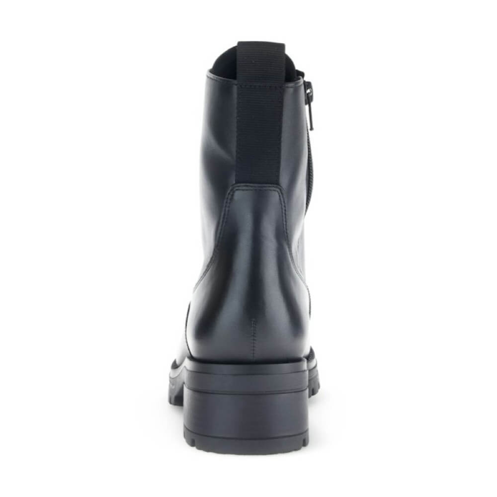 Black leather boot on a white background Gabor Sing Laced Leather Boot 72.786-BLACK