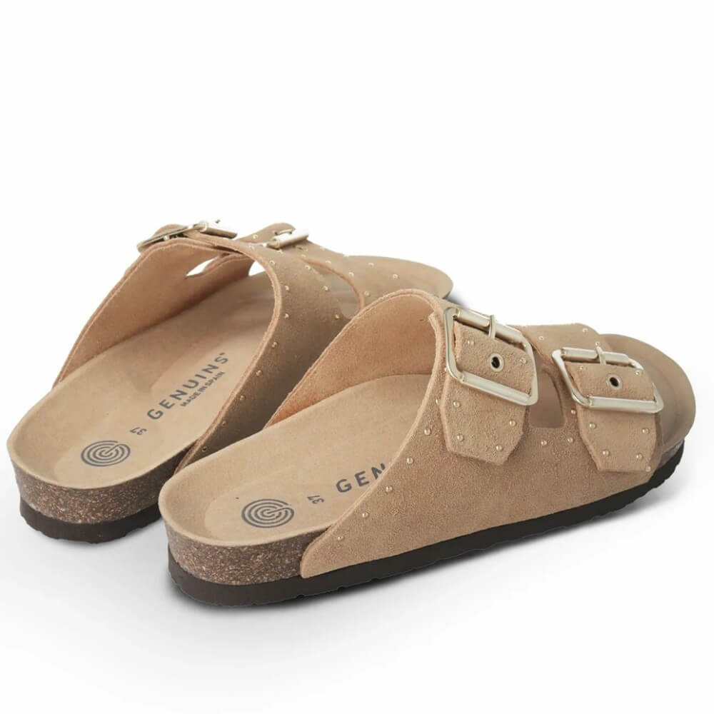 Genuins Honolulu Suede Leather Sandals G105591 Almond