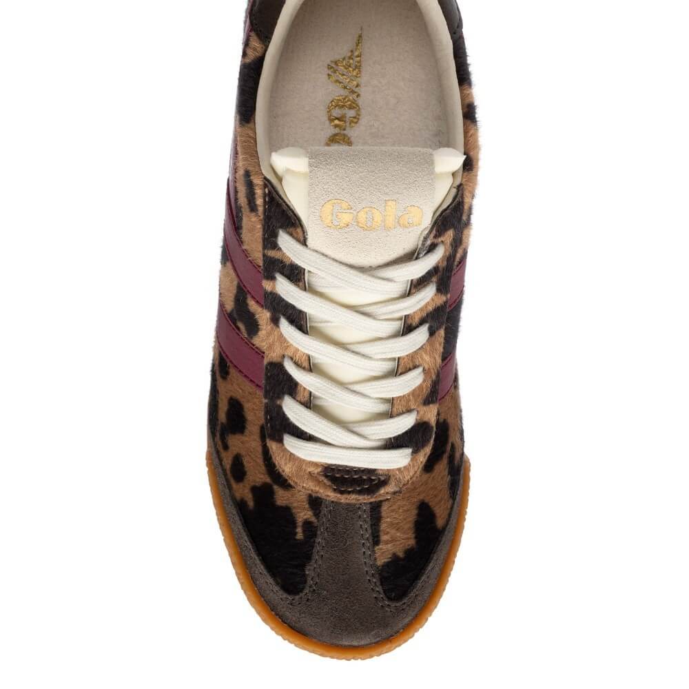 Gola Leopard print sneaker with white laces on a white background