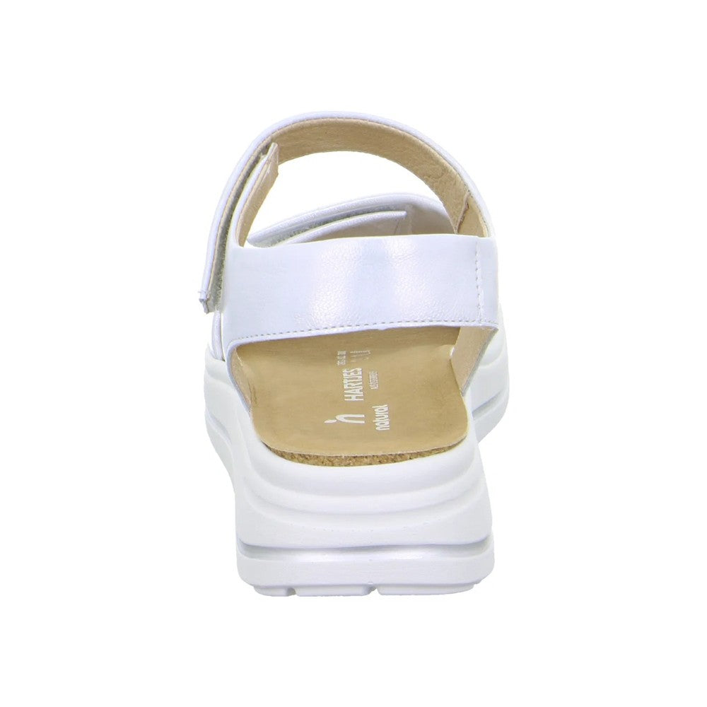 Hartjes Silver Leather Velcro Sandal with a white sole