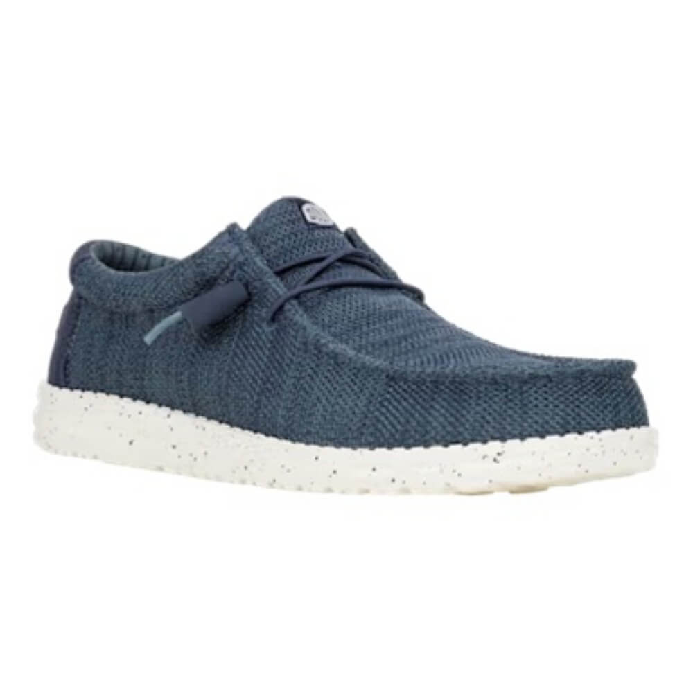 HeyDude Blue casual shoe with white sole on a white background
