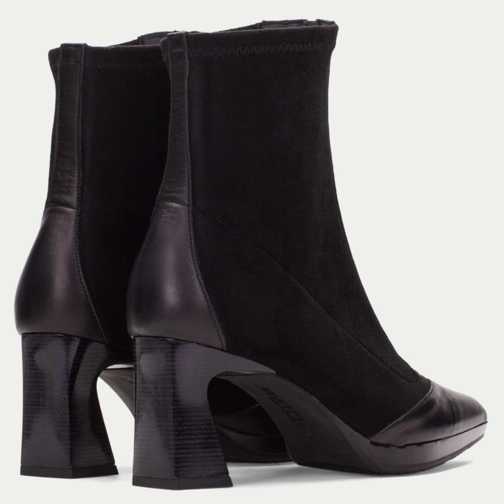 Black ankle boot with a pointed toe and high heel on a white background Hispanitas Atlanta Centre Zip HI254186-BLACK ankle boots