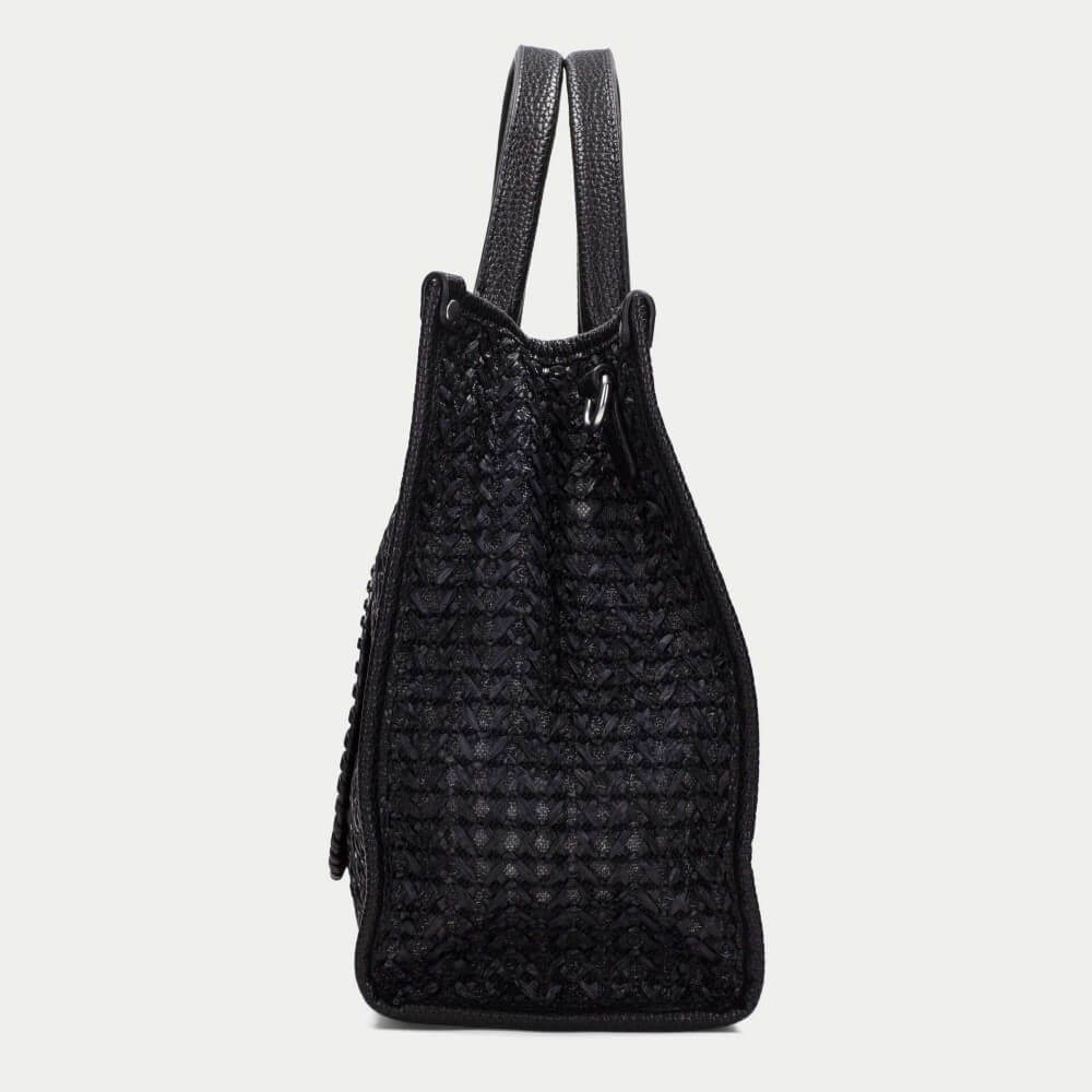 Hispanitas Raffia Shopper Shoulder Bag BV264717 Black