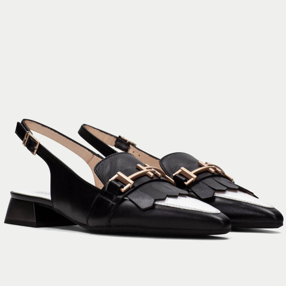 Hispanitas Dali Leather Slingback CHV253817 -BLACK & WHITE