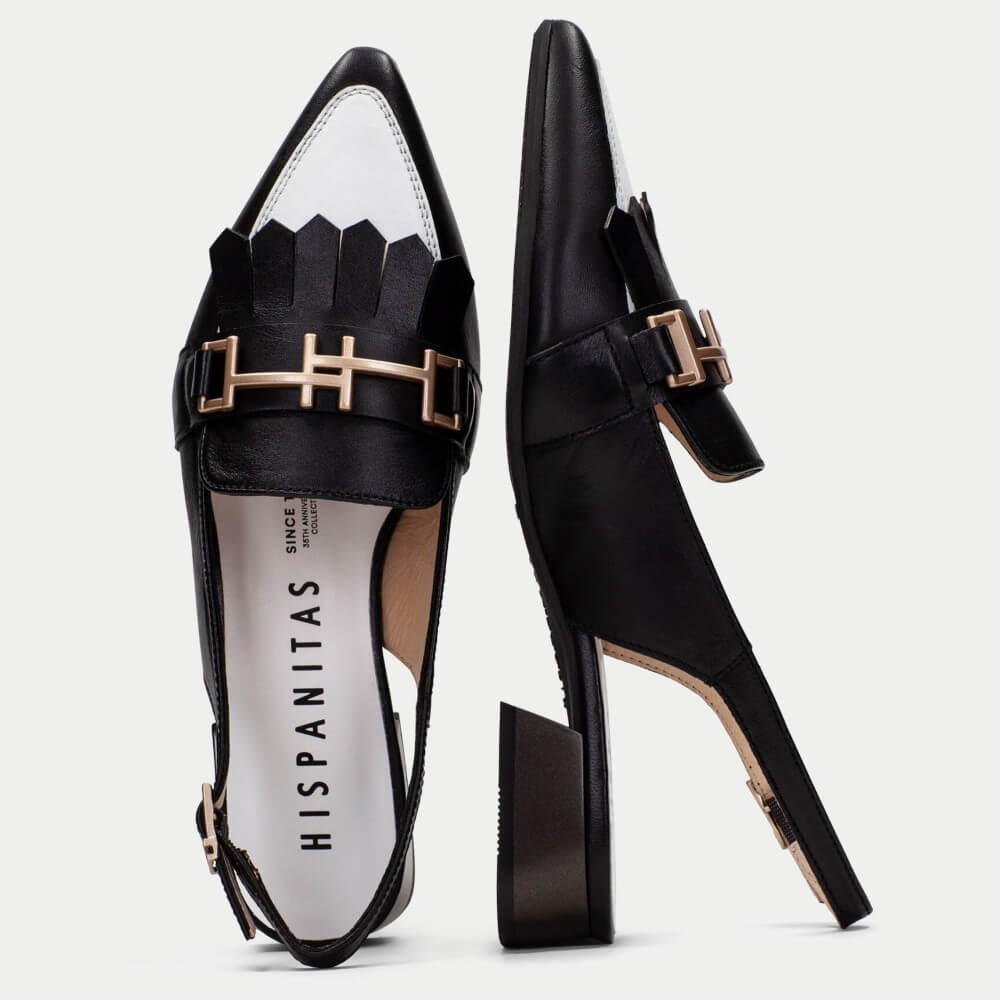 Hispanitas Dali Leather Slingback CHV253817 -BLACK & WHITE