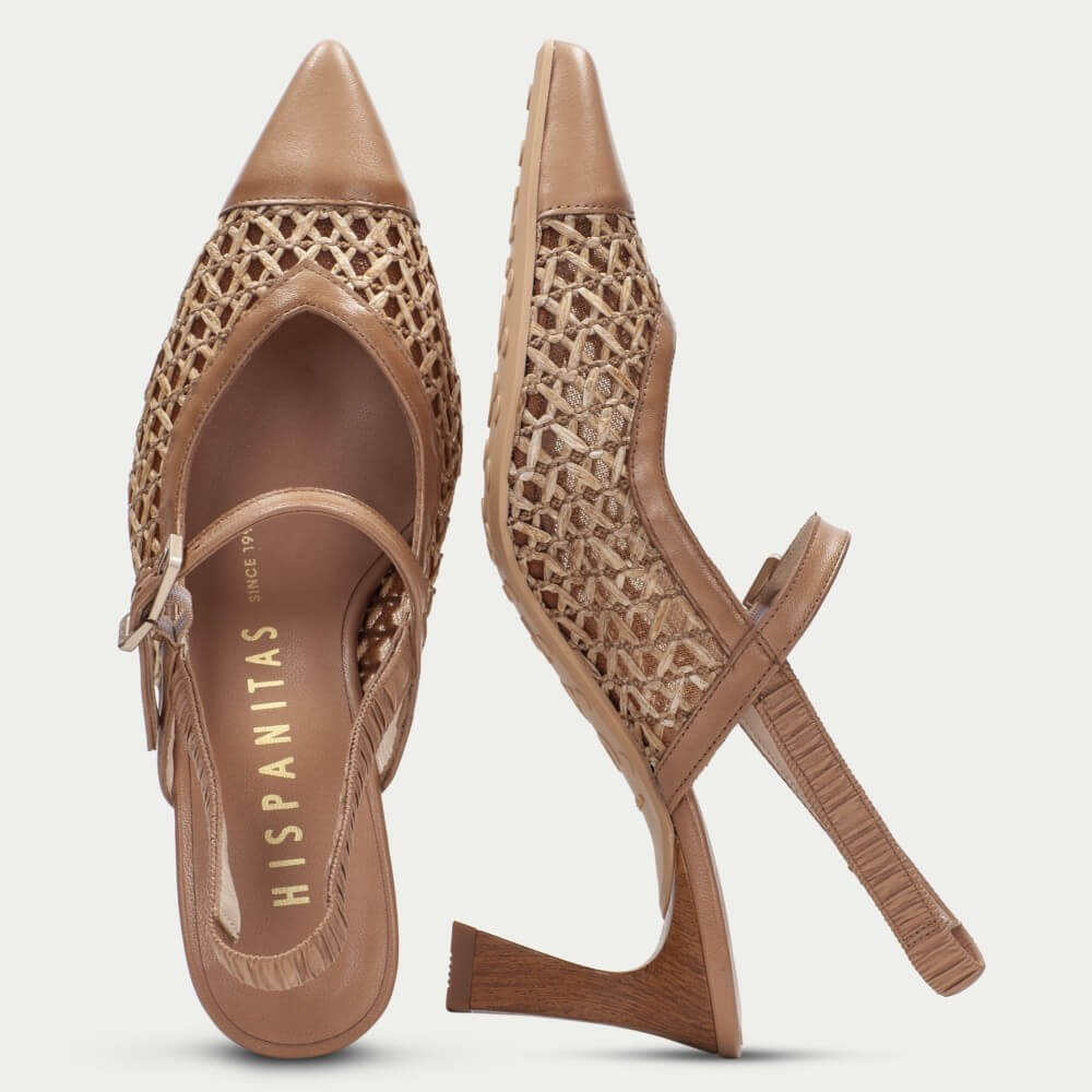 Hispanitas Giorgia RHV264671 Slingback Almond Leather and Raffia
