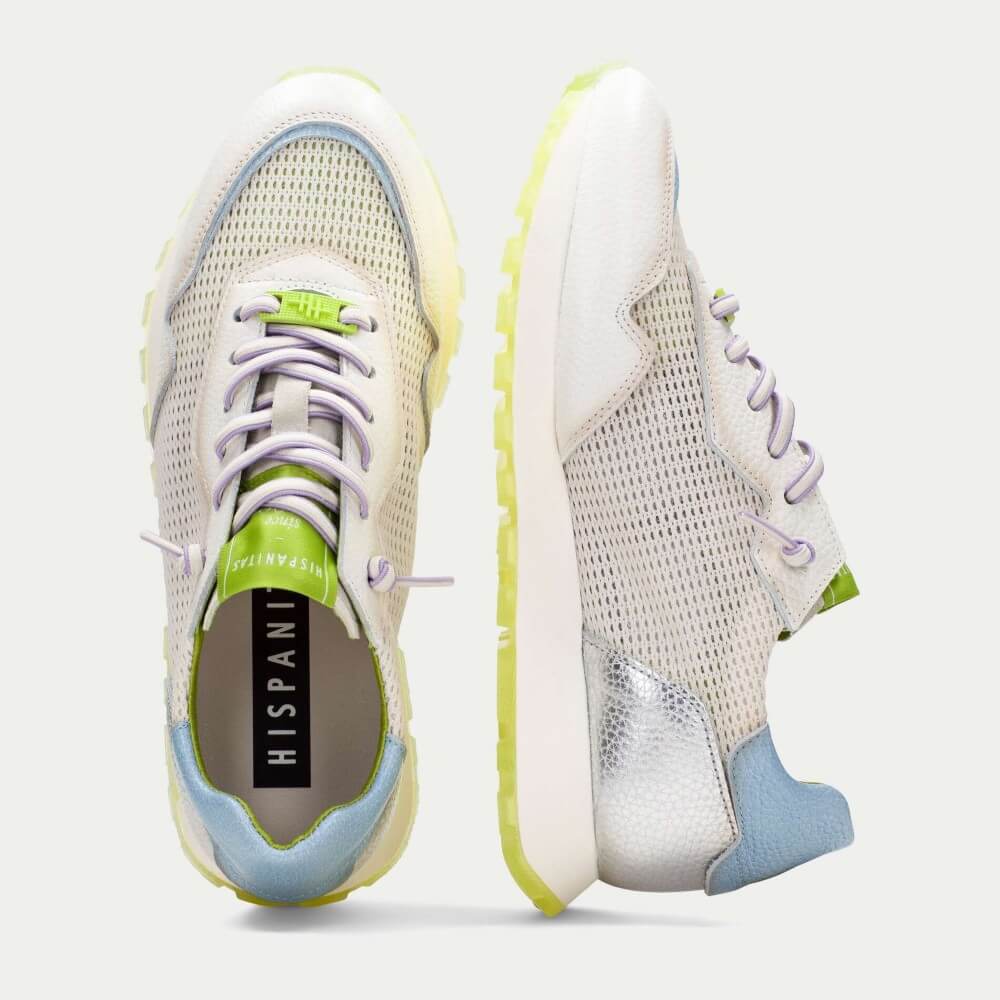 Hispanitas CHV264825 Oregon Leather Mesh Trainers Off White Panna Multi