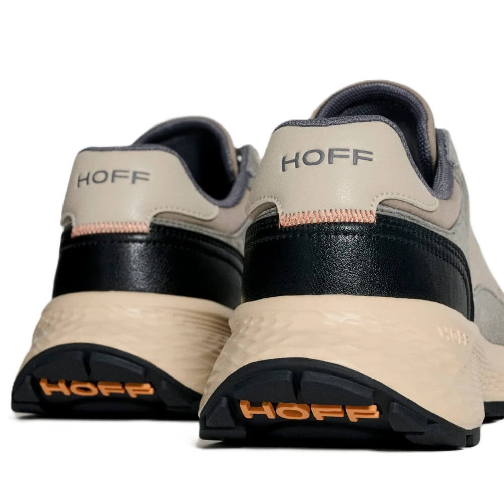 Beige and black shoes with 'HOFF' branding on a white background