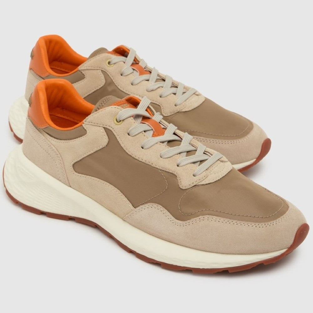 Hoff Beige and orange sneakers on a white background
