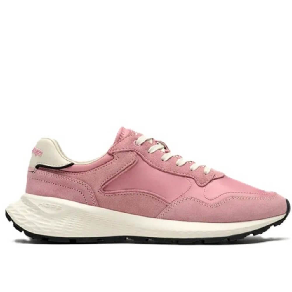 Pink sneaker with a white sole on a white background