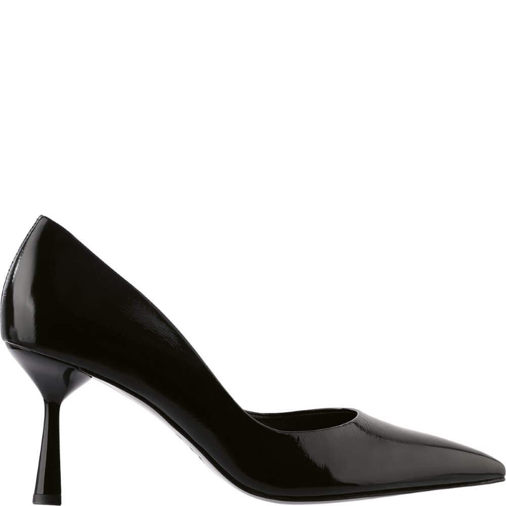 Black high-heeled shoe on a white background Hogl Marilyn Pointed patent leather pumps 11 7706