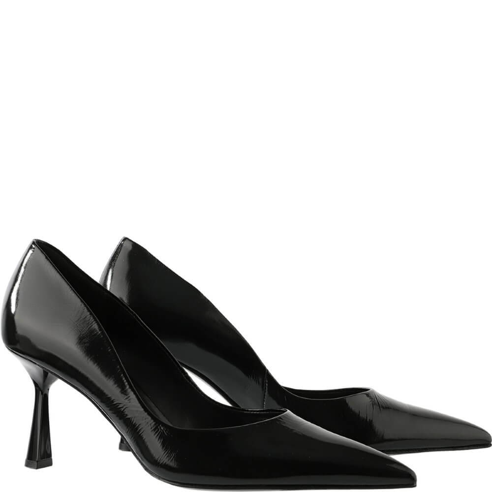 Black high-heeled shoe on a white background Hogl Marilyn Pointed patent leather pumps 11 7706