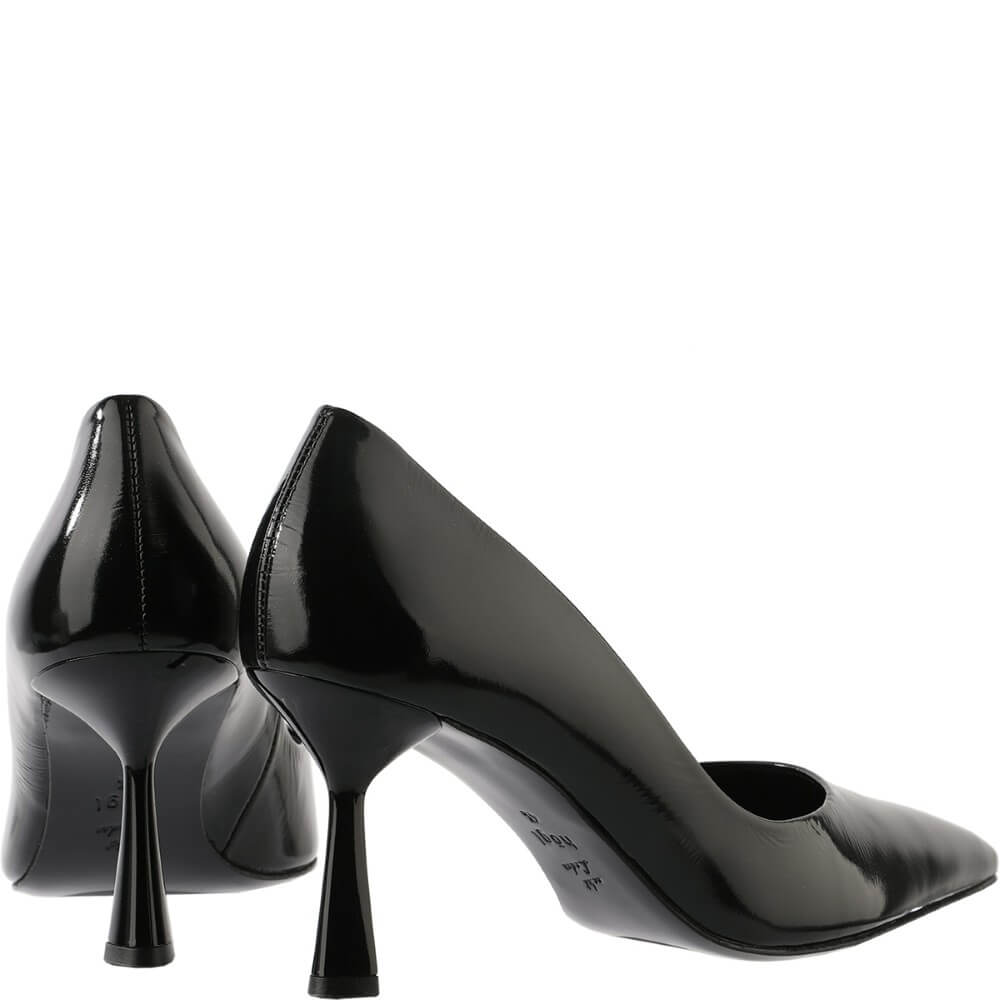 Black high-heeled shoe on a white background Hogl Marilyn Pointed patent leather pumps 11 7706