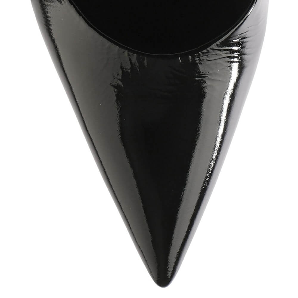 Black high-heeled shoe on a white background Hogl Marilyn Pointed patent leather pumps 11 7706