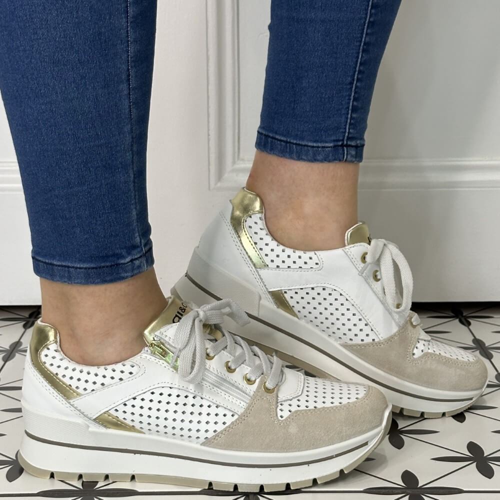 IGI&CO D.ANIKA 1156033 Leather Platform Trainer White Multi