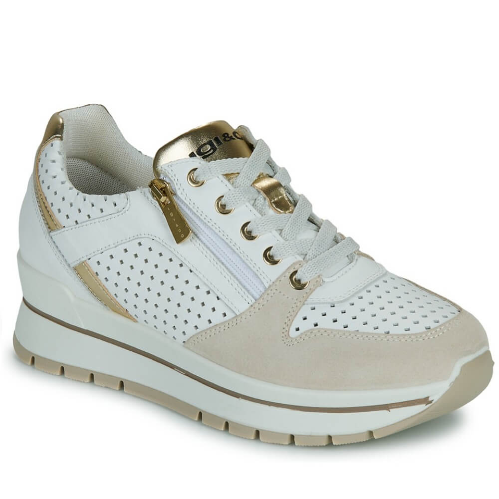IGI&CO D.ANIKA 1156033 Leather Platform Trainer White Multi