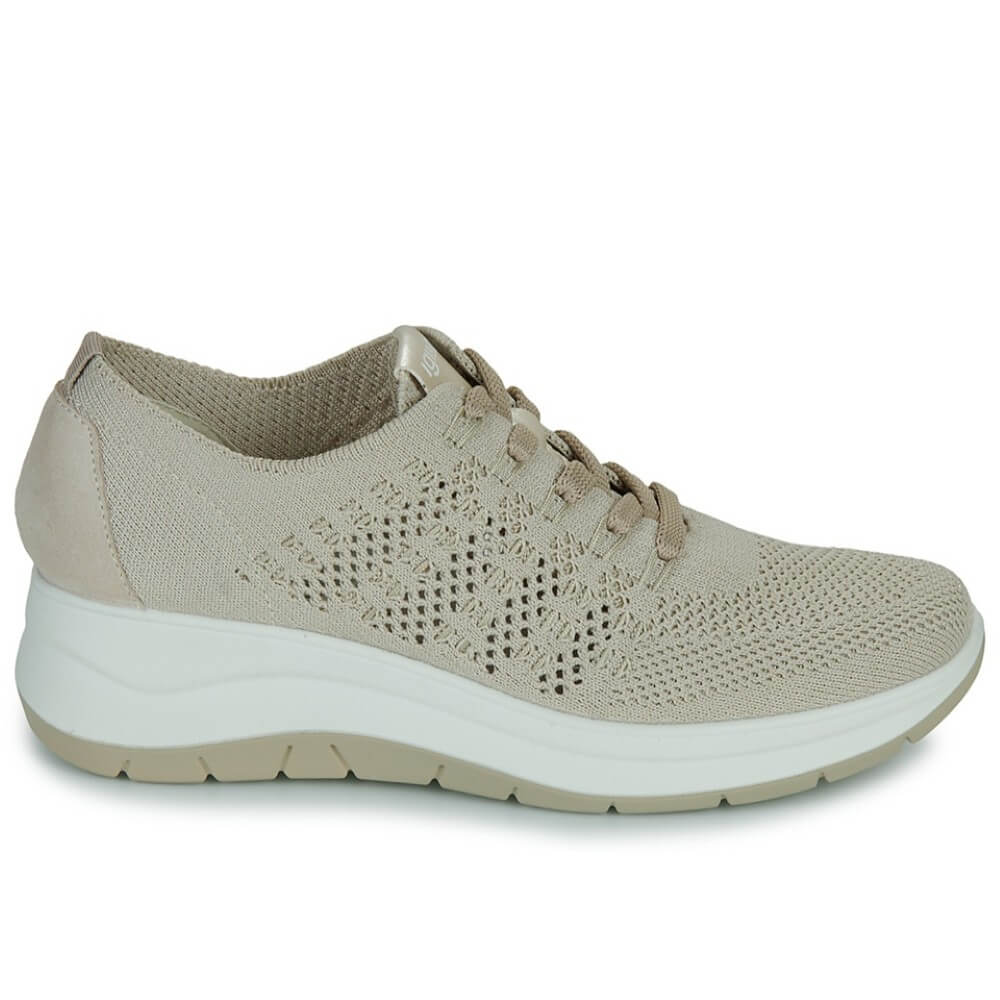 Beige sneaker with white sole on a white background