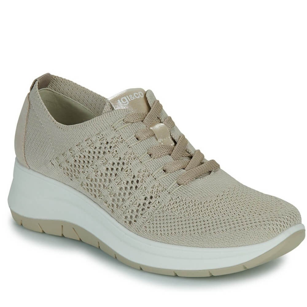 Beige sneaker with white sole on a white background
