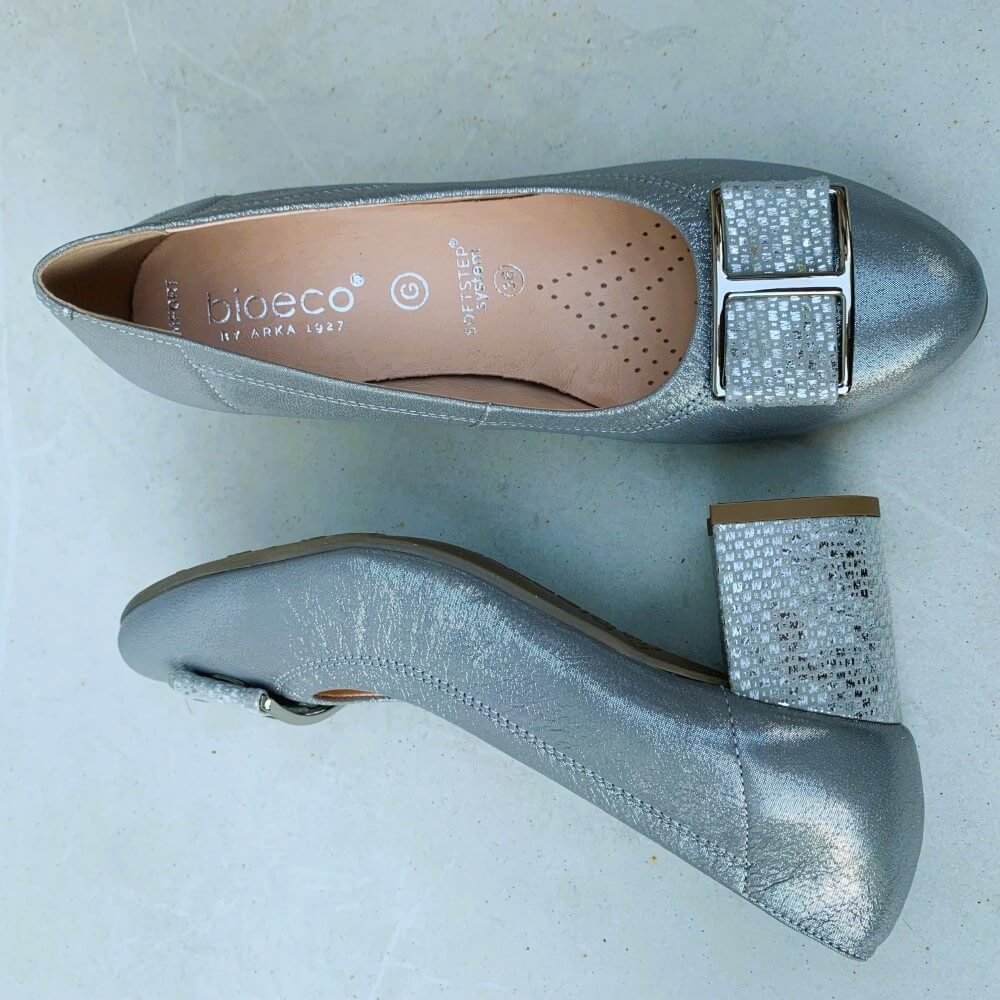 Bioeco 5754 Block Heel-SILVER