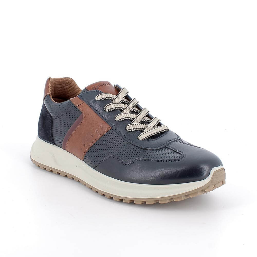 Igi & Go Navy and brown leather sneaker
