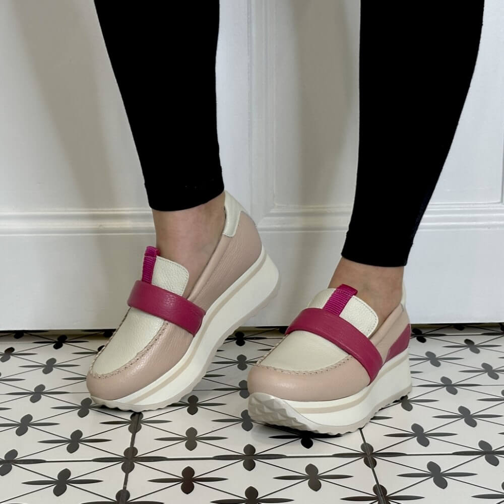 Jose Saenz Sporty Leather Loafer 3523-BG-ROSE
