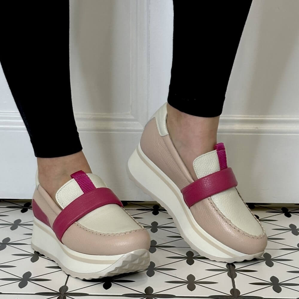 Jose Saenz Sporty Leather Loafer 3523-BG-ROSE FUXIA