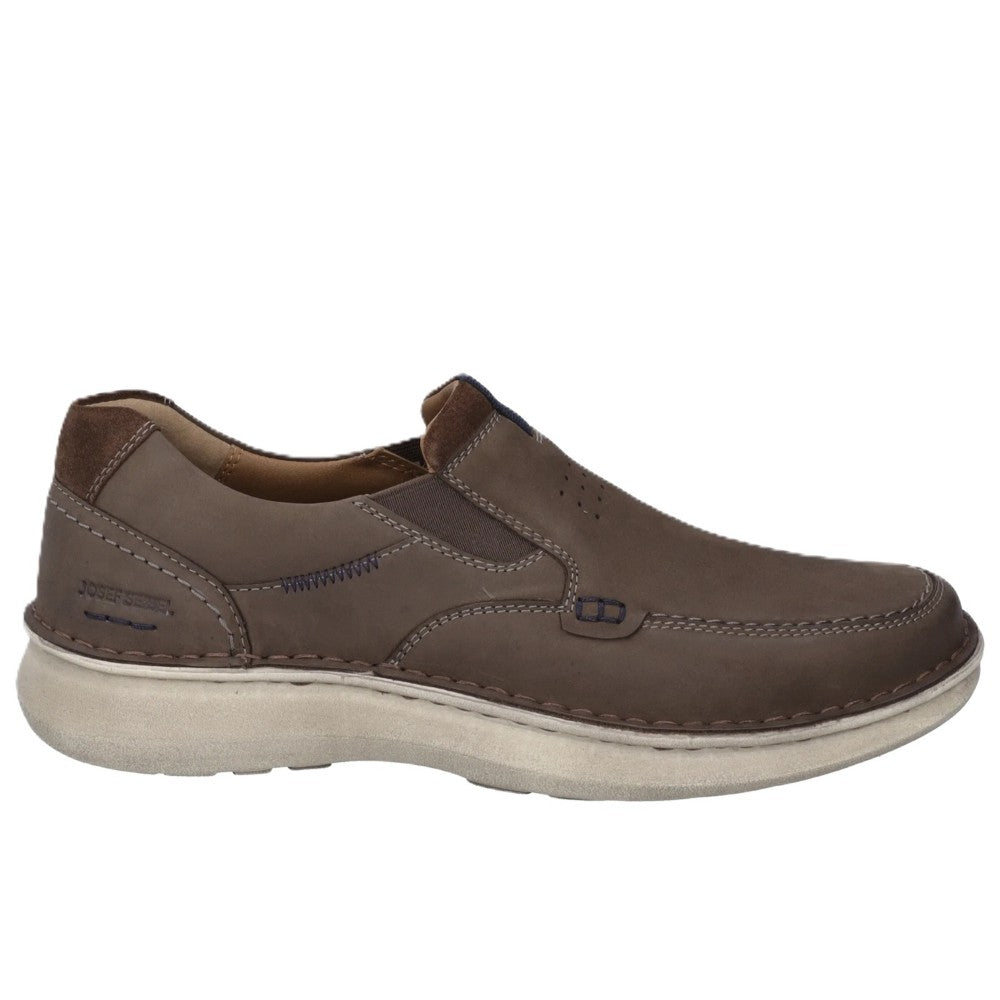 Josef Seibel Brown slip-on shoe with white sole on a white background