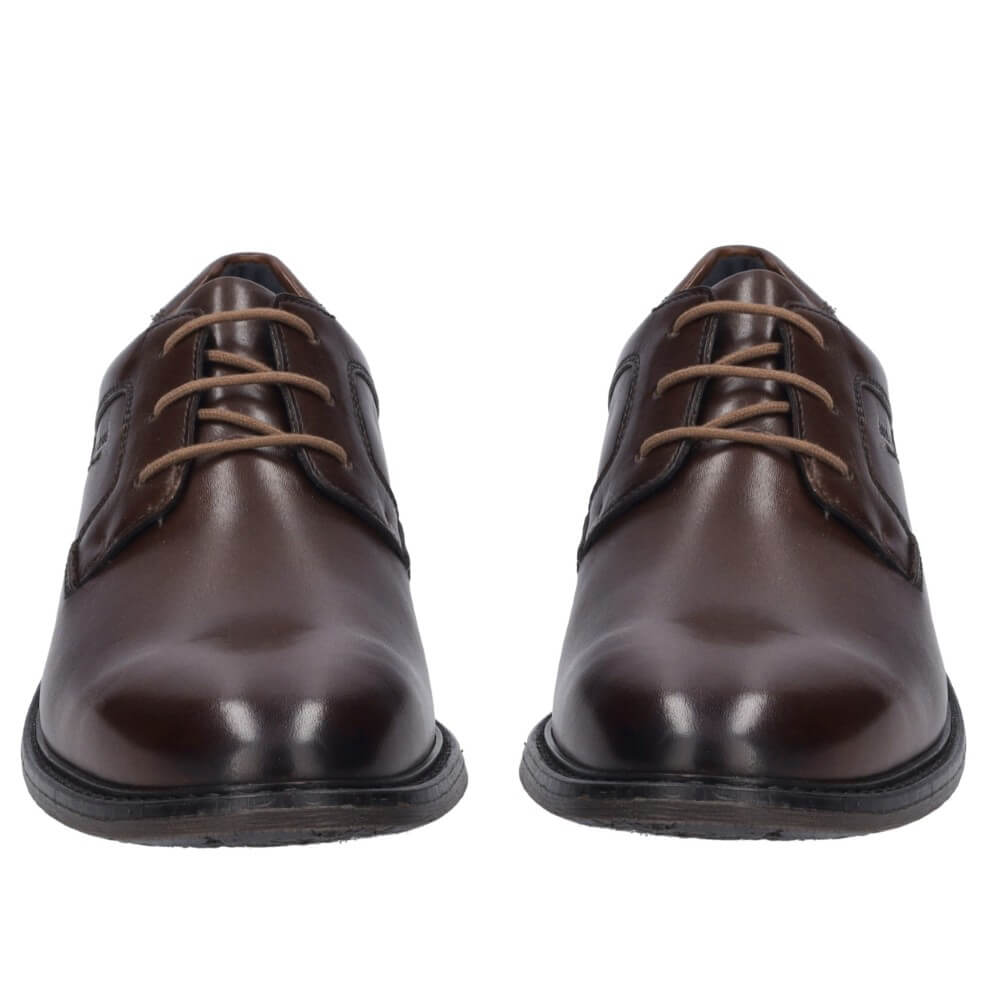A pair of Josef Seibel dark brown leather lace-up dress shoes shown against a plain white background.