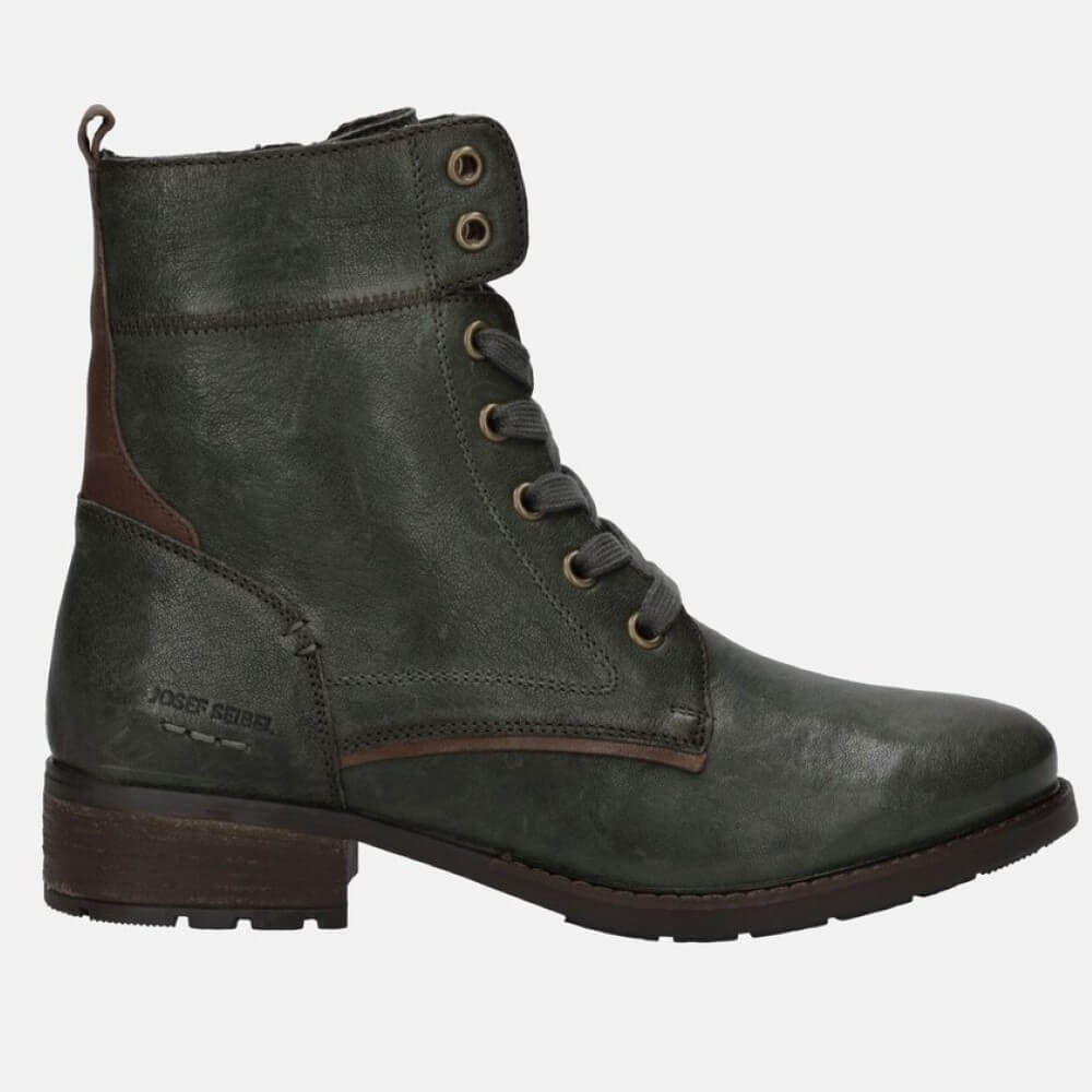 Josef Seibel KATE 07 Laced Ankle Boot Tanne Green Leather