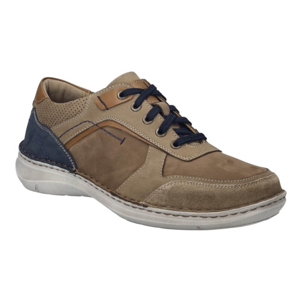Josef Seibel Brown and navy sneaker on a white background Extra wide