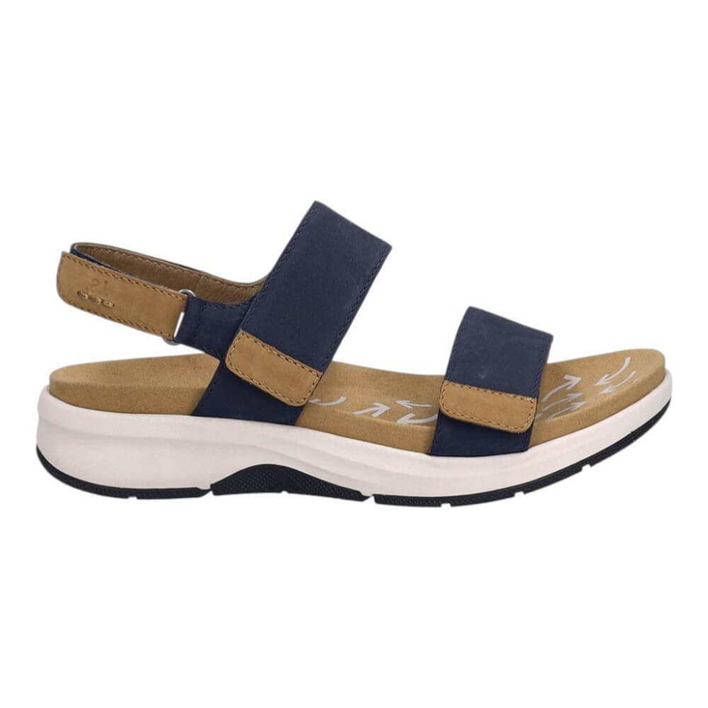 Josef Seibel Navy and brown sandal with white sole