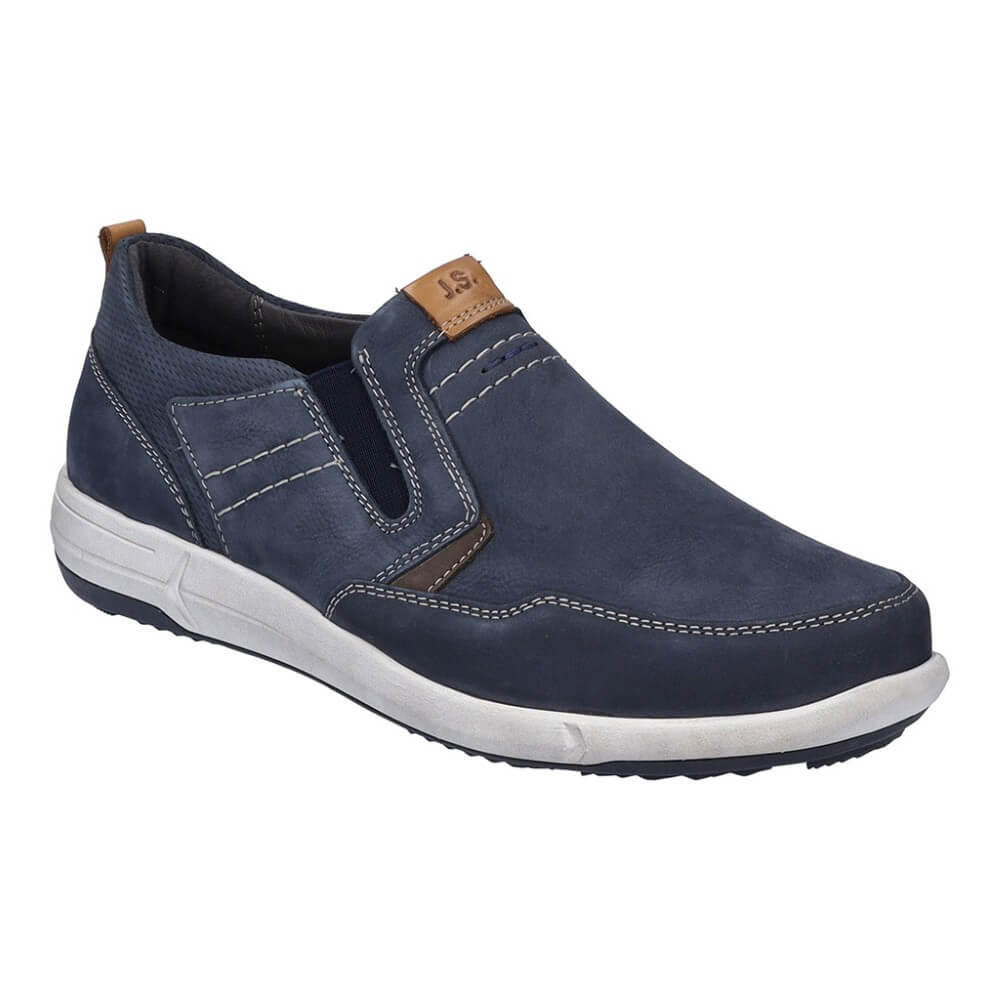 Josef Seibel Navy blue casual shoe with white sole on a white
