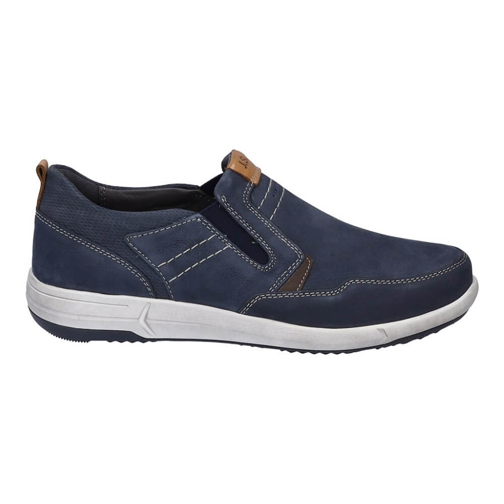 Josef Seibel Navy blue casual shoe with white sole on a white background