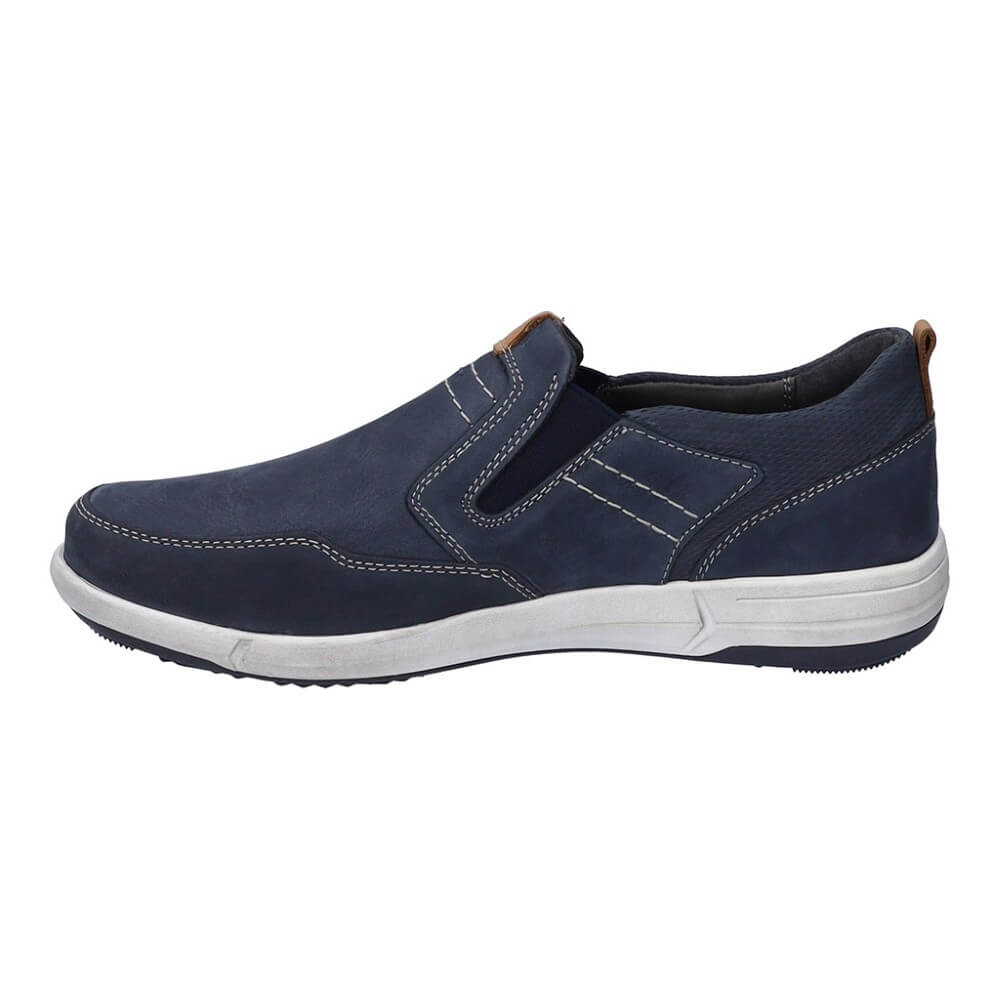Josef Seibel Navy blue casual shoe with white sole on a white
