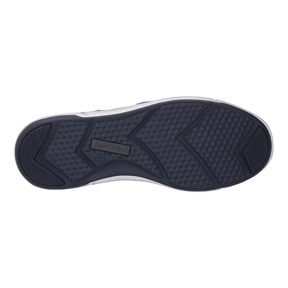 Josef Seibel Navy blue casual shoe with white sole on a white