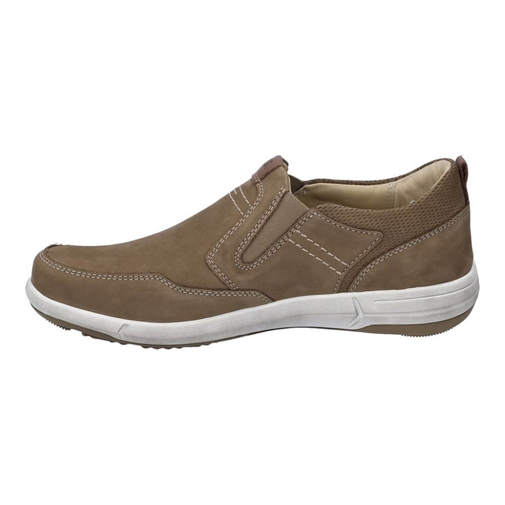 Josef Seibel Taupe casual shoe with white sole on a white background