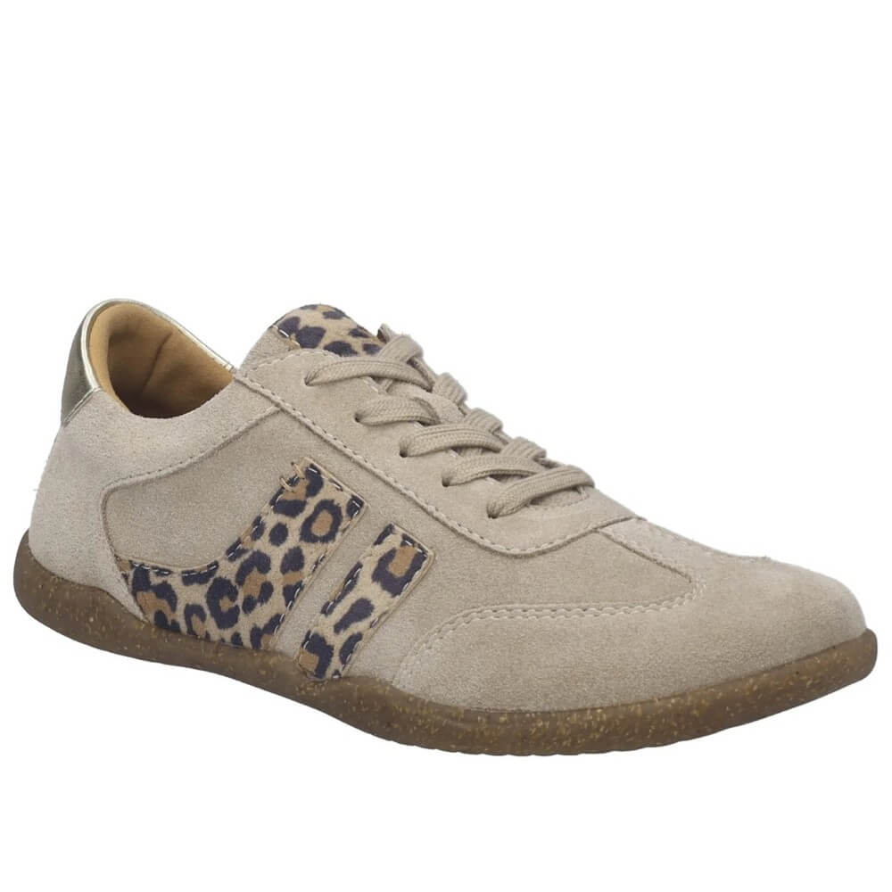 Josef Seibel Barefoot Beige sneaker with leopard print accents
