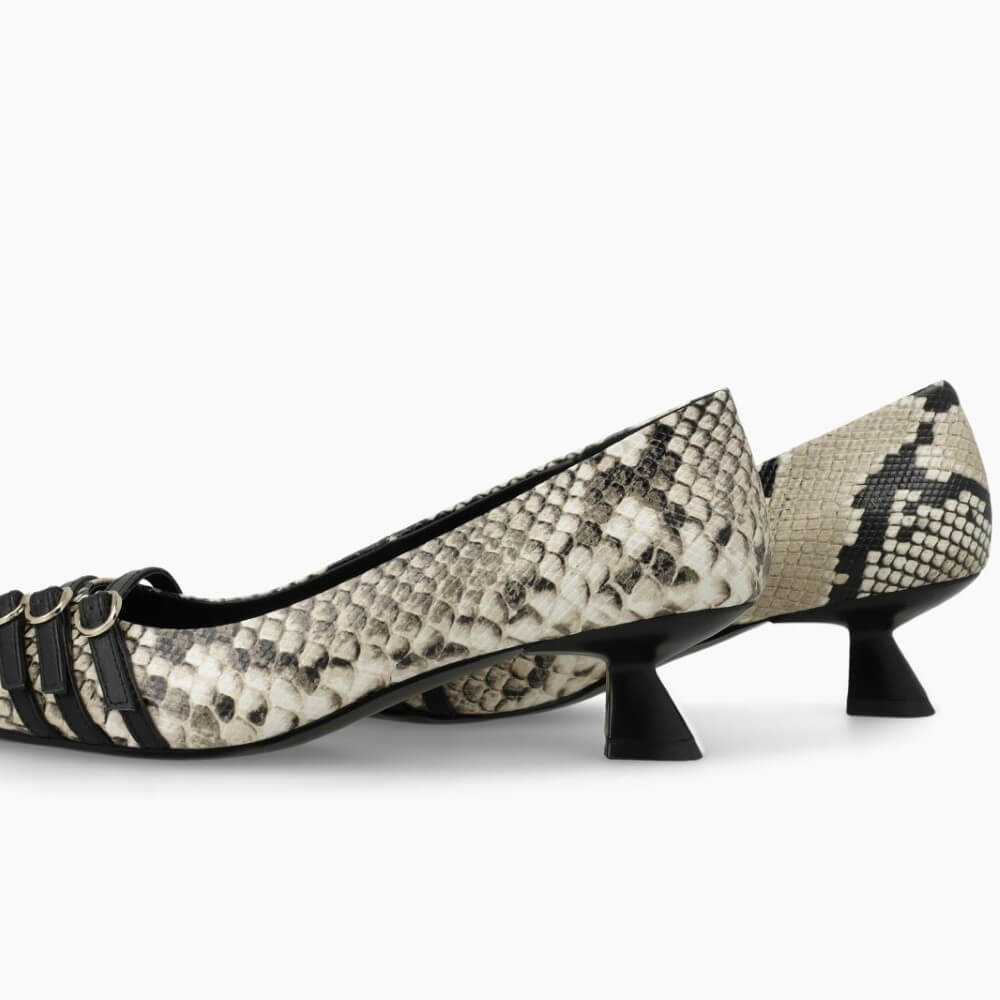 Lodi A-Roma Leather Court Shoe Snake Print