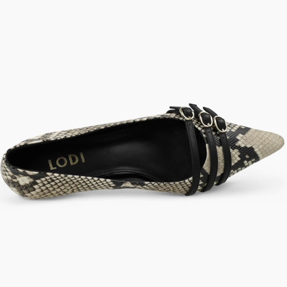 Lodi A-Roma Leather Court Shoe Snake Print
