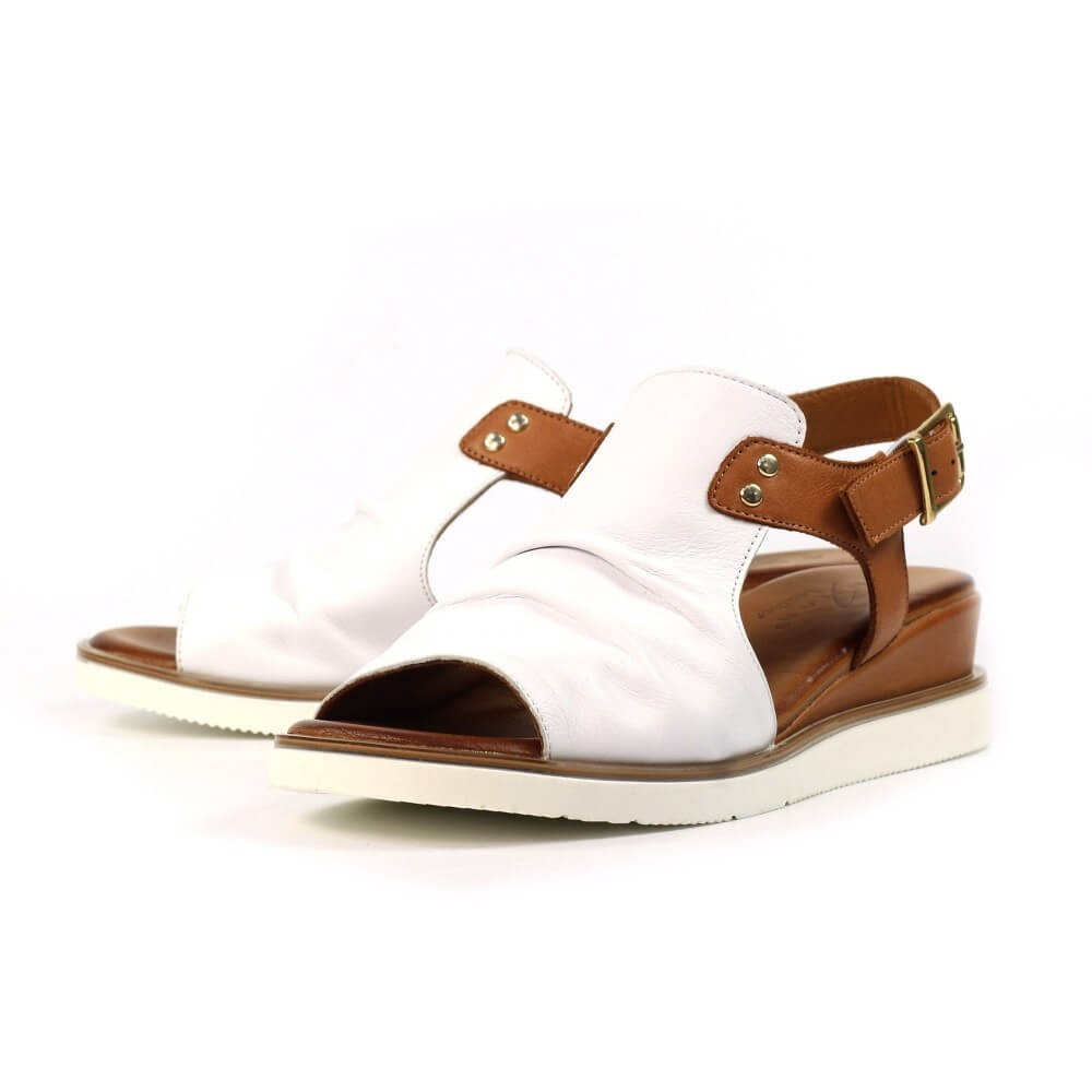 Lunar Steffi White Leather Wedge Sandal