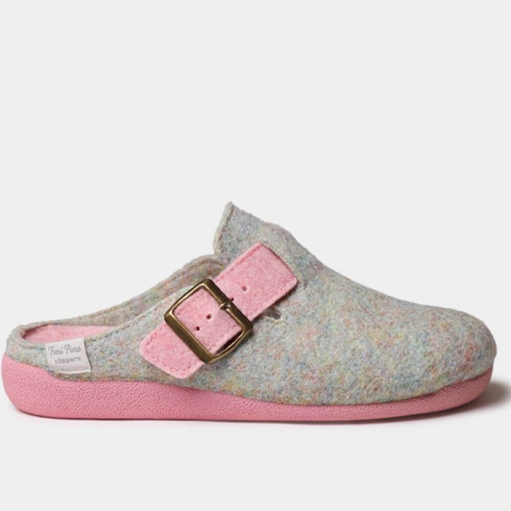 Multi Coloured Slipper on a pink sole