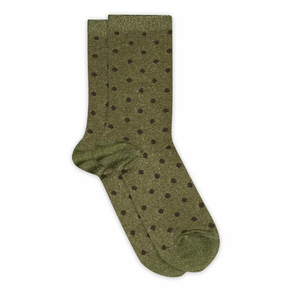 Olive Green Dotted Glitter Socks