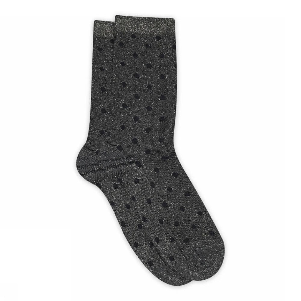 Navy Grey Dotted Glitter Socks
